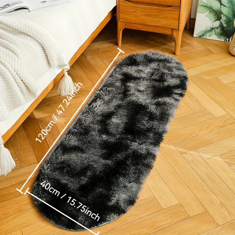 TEMU 1pc Plush Floor Mat, Fluffy And Soft Oval Rug, Plush Carpet Suitable For Living Room And Bedroom, Machine Washable Polyester Fiber, Durable And