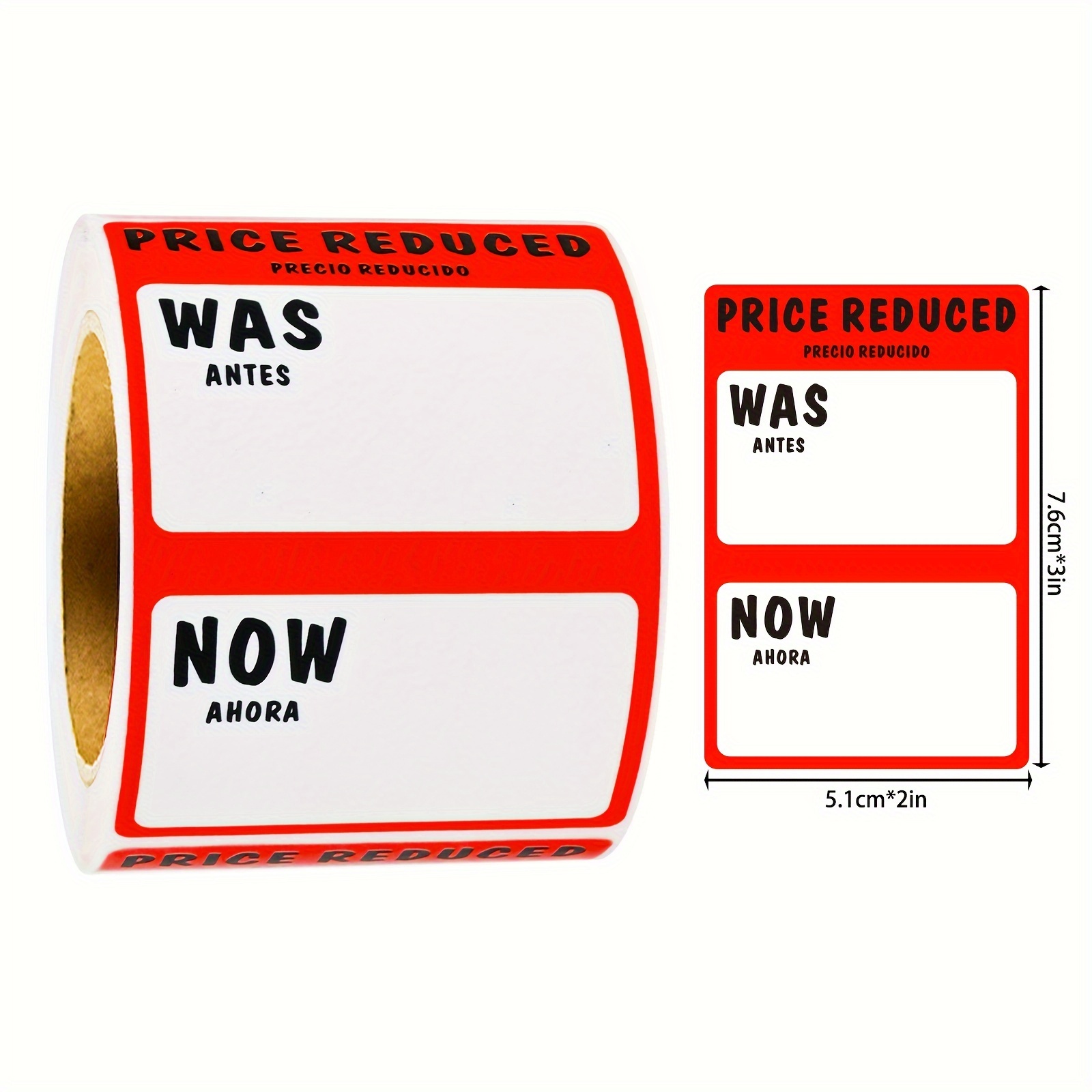 TEMU 300pcs Of 2*3 Inch Red And White Colored Retail Price Reduction Labels With Space For Convenience Stores And Supermarkets, Discount Tags For