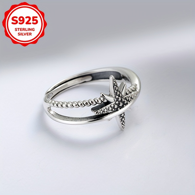 Vintage Double Layer Hollow Star Women's Ring - 925 Silver - 2.5g
