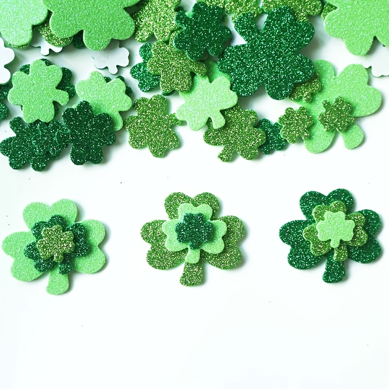 

160pcs 's Day Shamrock Foam Decorations - Colors, Eva Golden Onion Powder, Irish Festival & Party Supplies