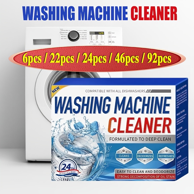92 46 24 22 6pcs washing machine cleaner tablets for a 12 month supply compatible with he top front load   removes residue   and odors  