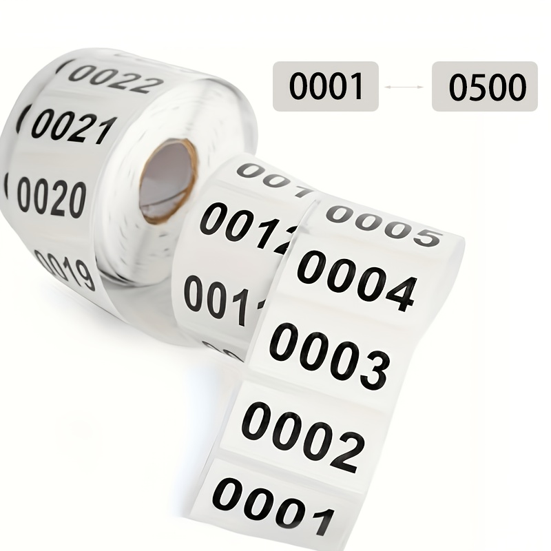 TEMU Rouleau de 001-500 Étiquettes Numérotées d', Étiquettes Auto-Adhésives à Numéros Consecutifs pour du Stockage, Fournitures de Bureau, Étiquetage