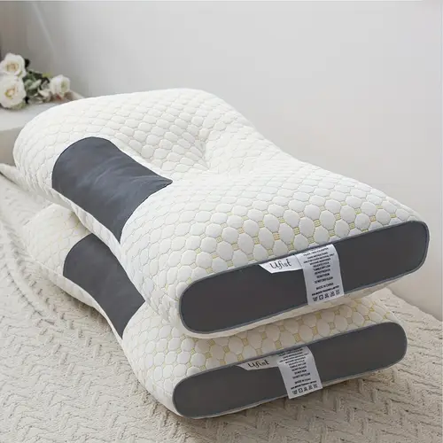 buy 1 get 1 free total of 2pcs soft knitted massage neck couple pillow adjustable ergonomic orthopedic contour support high quality pillow core removable cover for