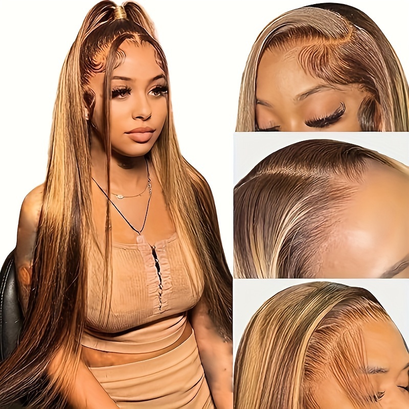 

Honey Blonde Wig, Lace Front Wig 13x4 Wig Pre-plucked Hd Lace Long Straight Highlights Wig For Women 26inch Glueless Ready To Wear Wigs