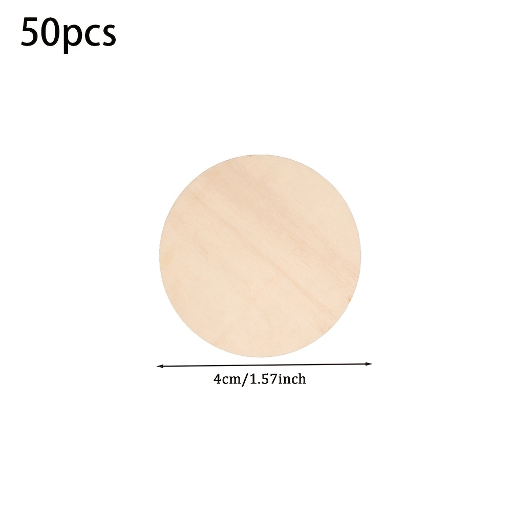 Image of 50pcs Round Wood Slices Blank Pendants Decorative Wood Pieces Geometric Wood Ornaments Home Decor Round Wood Slices Art Painting Crafts Party Holiday Decorations