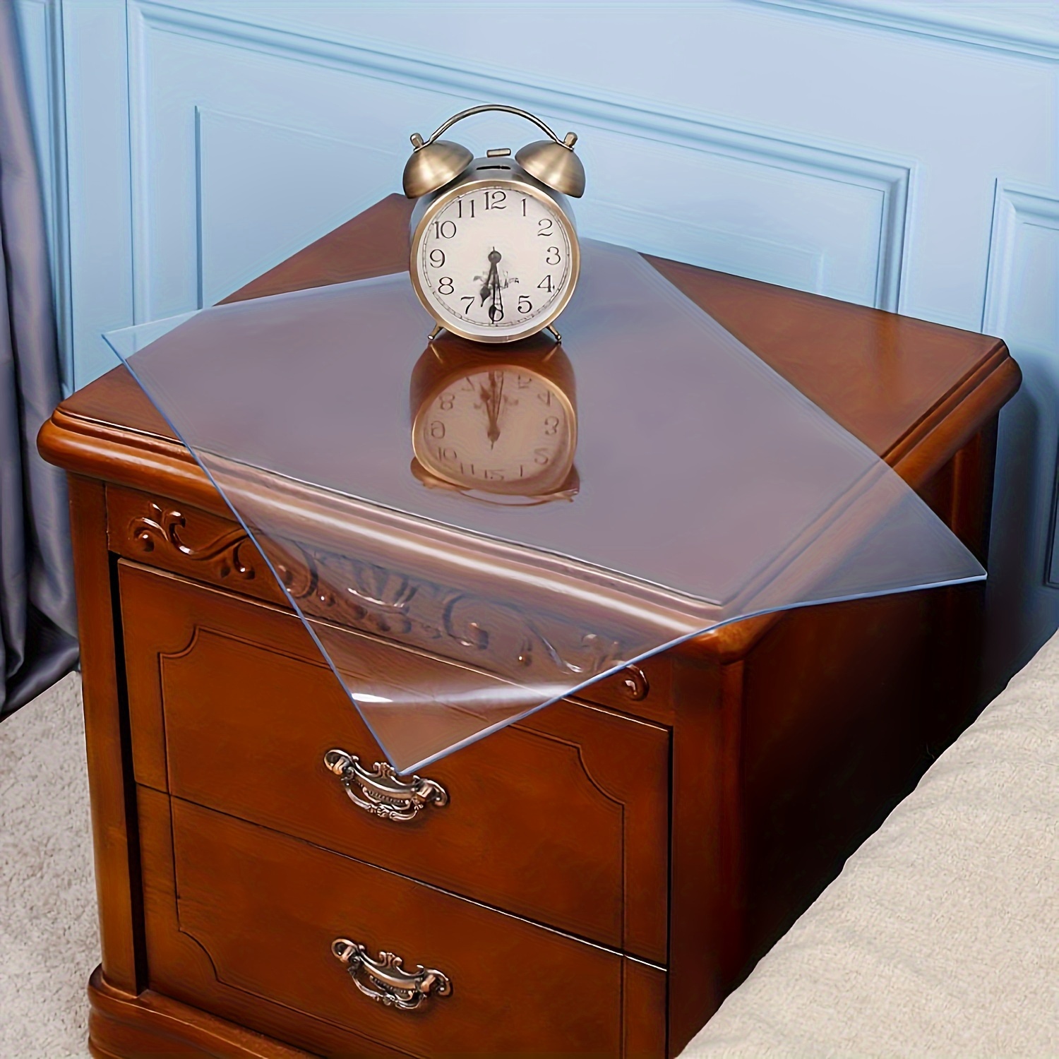 

1pc Clear Plastic Nightstand Protector - Square Bedside Table Covers - Coffee Table Cover Mat - Clear Plastic Table Cover - Clear Heavy-duty Desktop Pad