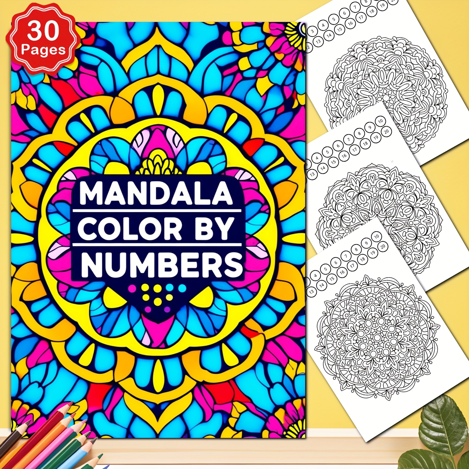TEMU Adult Coloring Book Mandala Color By Numbers Quotes For Relax And For Relaxation Activity, Stress Adult Activity Book For Calming And Self-care,