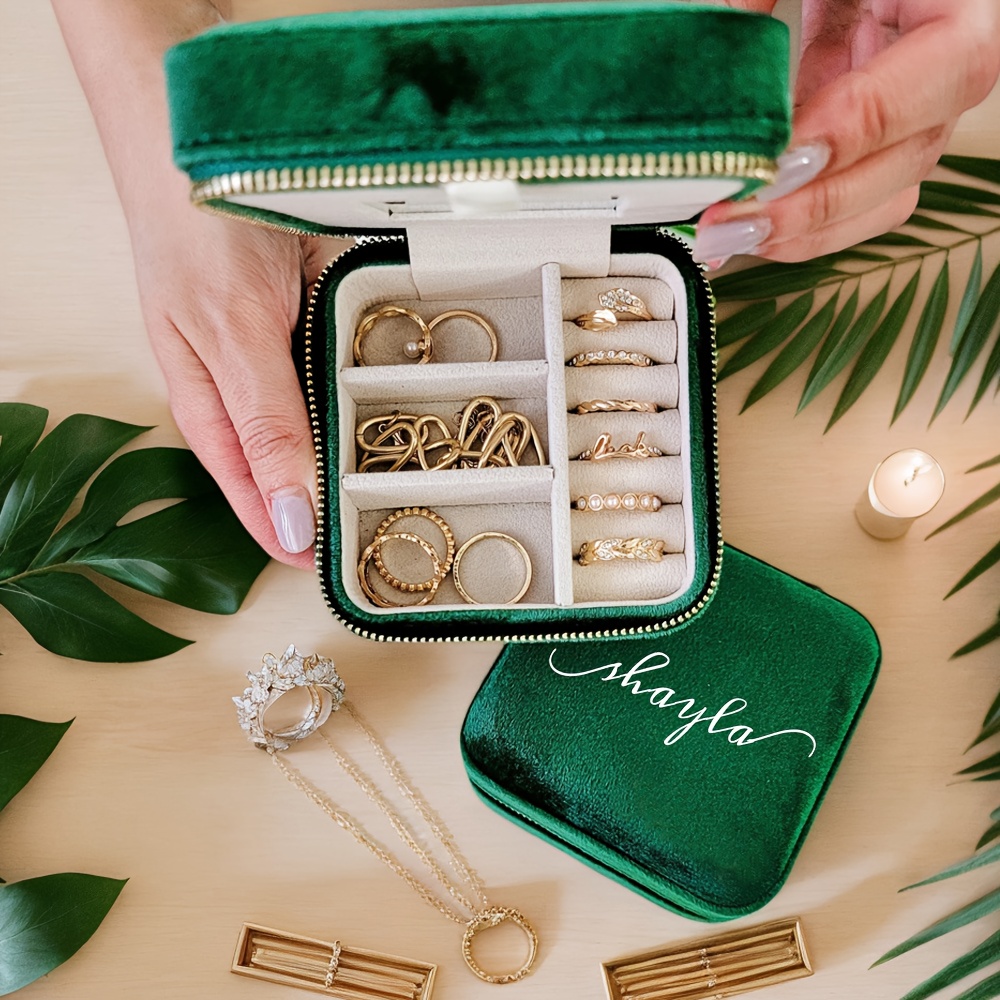 Personalized Velvet Jewelry Box with Mirror