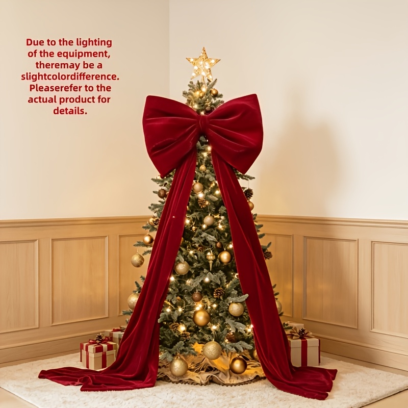 TEMU This Oversized Burgundy Velvet Bow Of Premium Velvet. Hung On Top Of Christmas Trees, In Front Of Vintage Fireplace Mirrors, In Coffee Shop