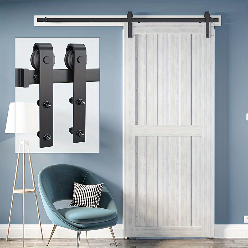 Kit de herrajes para puertas correderas de acero inoxidable de 12 pies,  herrajes de puerta de madera de montaje superior para puerta doble, ajuste  de