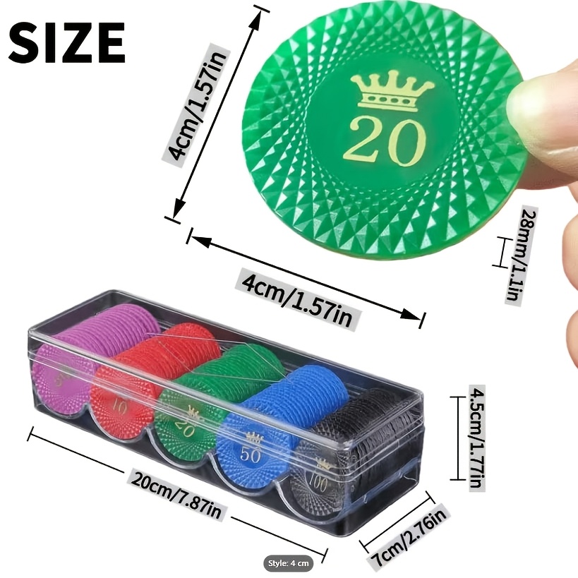 100pcs Numbered Poker Chips Set with Storage Box
