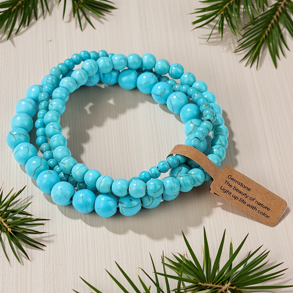 TEMU 3pcs/Set Bracelets de Perles en Naturelle en Tailles 4Mm/6Mm/8Mm, Bracelets , Jetons pour Couple, Ensemble de Bracelets en Naturelle, Cadeau de