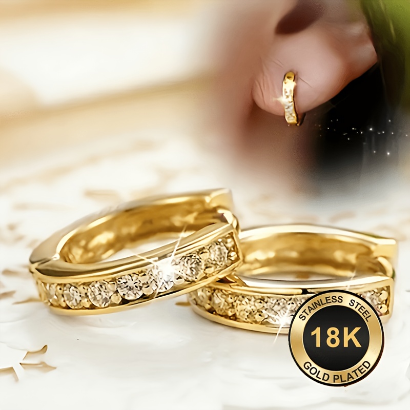 Women's 18K Gold-Plated Hypoallergenic Round Ring Earrings