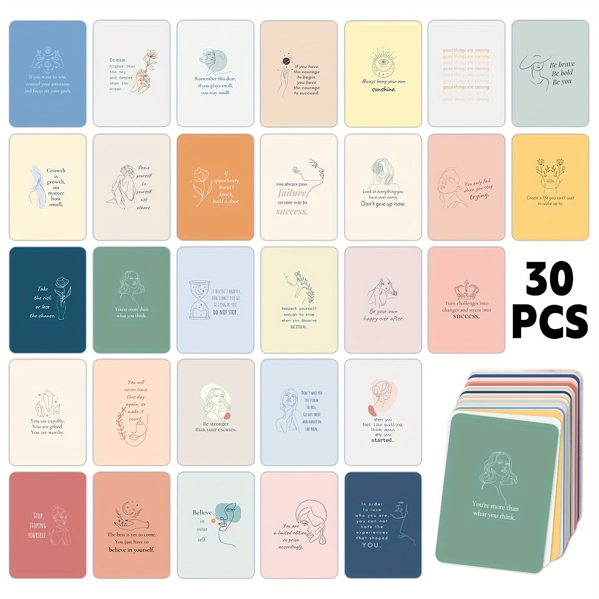 TEMU 30pcs Affirmation Cards For Women And Men, Unique Positive Quotes Cards For Relax, Meditation And Self Care Gift, Motivate Colleagues Students