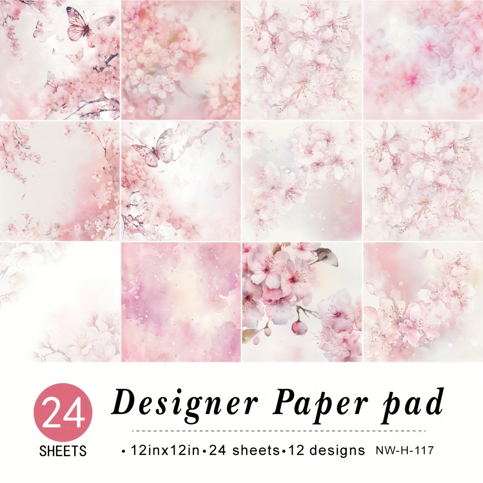 

24 Sheets Blossom Pad, 12x12 , Diy Craft Supplies For Scrapbooking, Wrapping, Decoration, Theme Sheets