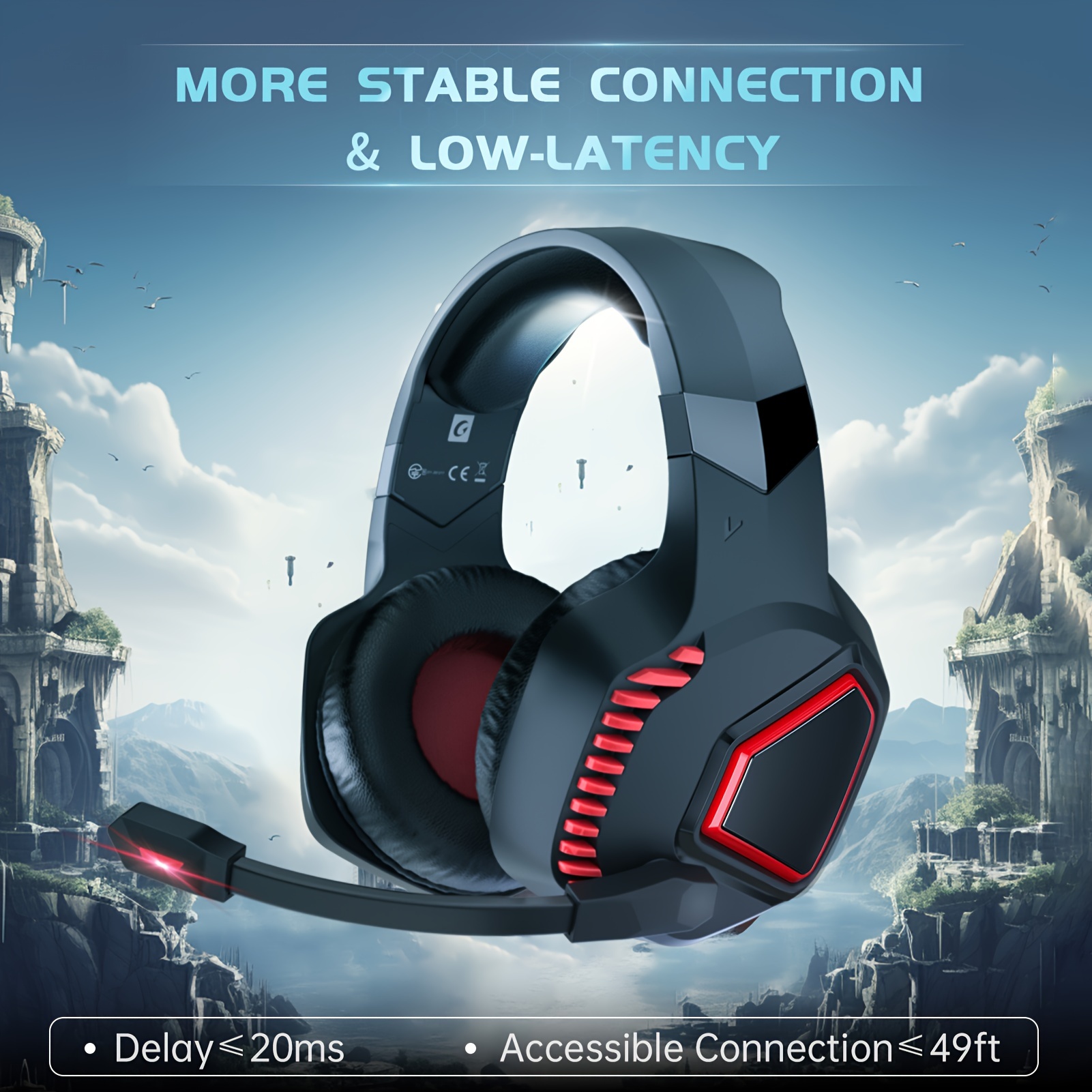 

Wireless Gaming Headsets For Ps5, Ps4, Mac, Switch, Pc, 2.4ghz Wireless Gaming Headphones, Bt 5.2, Adjustable Noise Canceling Microphone, 3.5mm Wired Mode For Series (red)