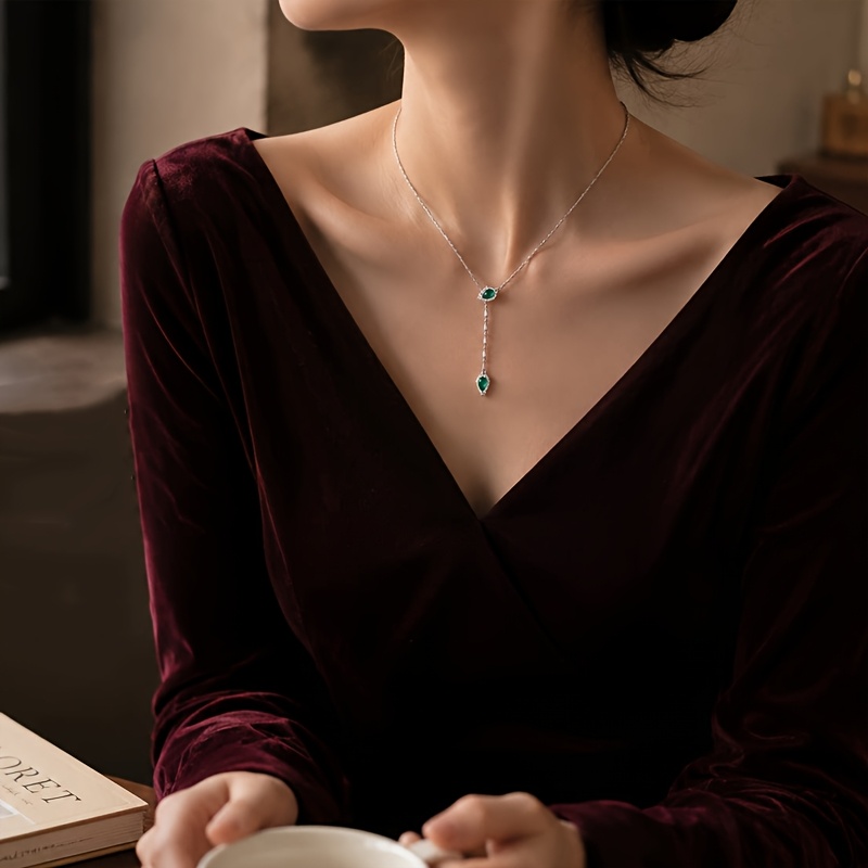 Women's Elegant Copper CZ Snake Head Teardrop Y-Drop Necklace