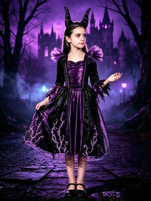 imagen del artículo vestido de princesa para niñas: 1 vestido de bruja - y 1 con , vestido exquisito de princesa - para juegos de , disfraz de halloween, vestido de princesa festivo para fiestas