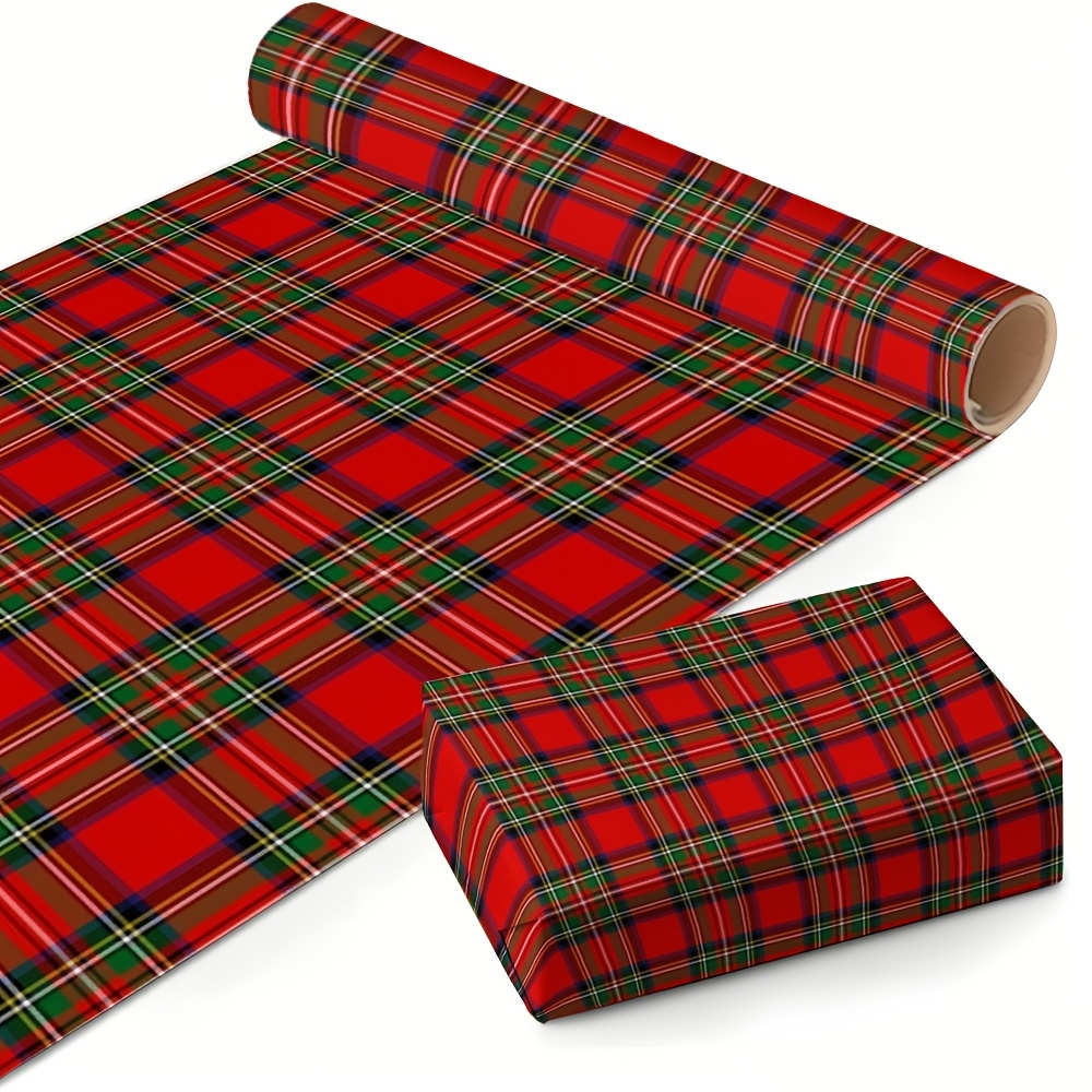 TEMU 1 Rotolo di Carta da Regalo Classica a Quadri Rossi e , Adatta per Incartare Regali per San Valentino, Festa del Pap�, Matrimoni, Compleanni e