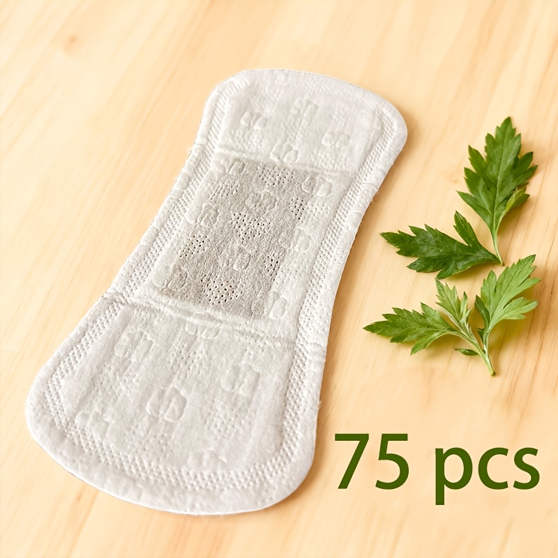 Image of 75pcs Mugwort Herbal Panty Liners - Upgrade Routine. Daily Use, Natural Intimate Care & Freshness, Natural Herbal Sanitary Panty Liners With Mugwort, Hypoallergenic & Soft For , Women's .