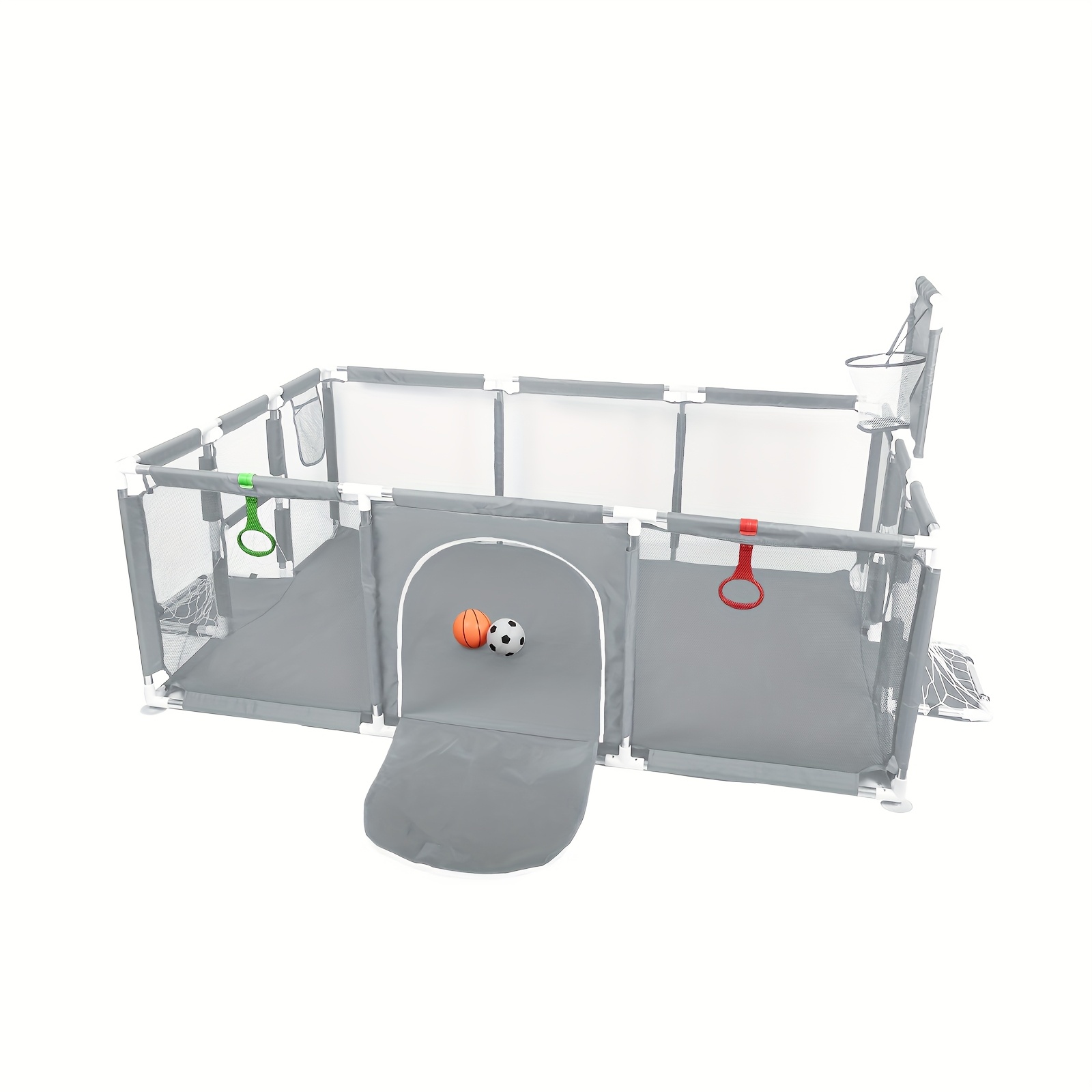 Puppy Playpen Indoor For Small Pets, 180x120x66cm, Dog Playpen With Gate, Portable Oxford Fabric Pet Exercise Fence For Indoor And /entertainment, Anti-tip Fence With Zipper Door (dark Gray)
