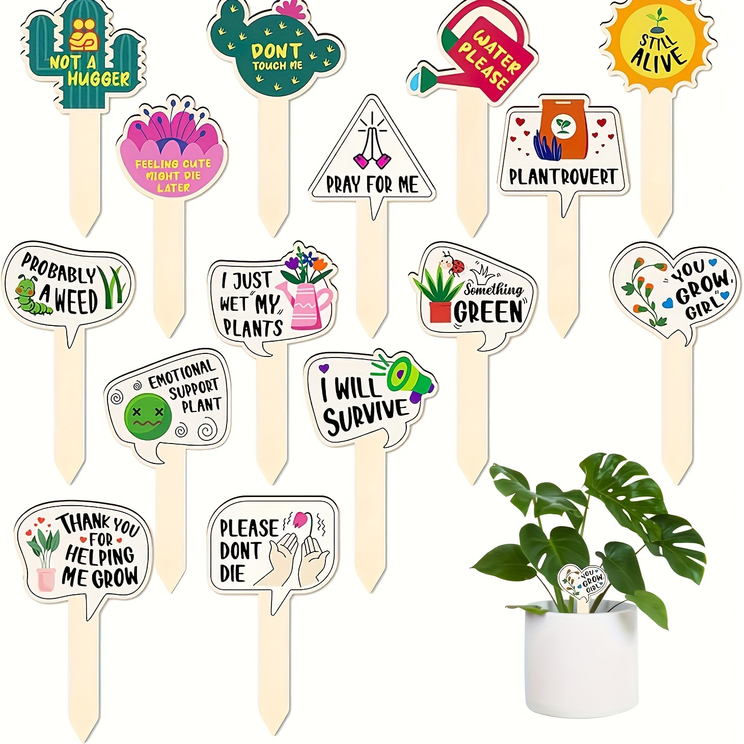 

10pcs Colorful Wooden Plant Labels - Waterproof Garden Markers For Succulents, Flowers & Potted Plants - Perfect Gift For Gardeners