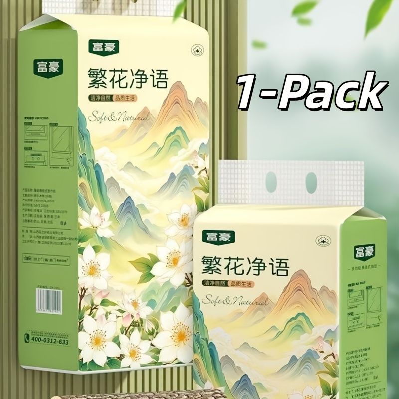 TEMU 1pack, 2080 Sheets Large Capacity 4-layer Thick Embossed Napkins - Exquisite Floral Pattern Packaging, High Absorbency & Durable For Kitchen,