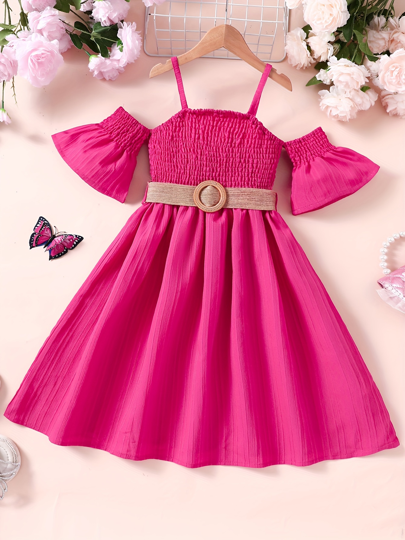 Conjunto de ropa para niñas pequeñas, camiseta con cuello en V y pantalones  sueltos con volantes para niños (rosa, 8-9 años)