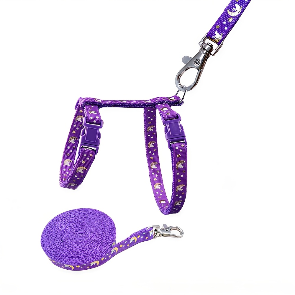 TEMU 1 Set Cat Leash Set, Star And Moon Print Pattern, Soft Nylon Anti-escape, Adjustable For Kittens And Small Dogs, -dark Collar