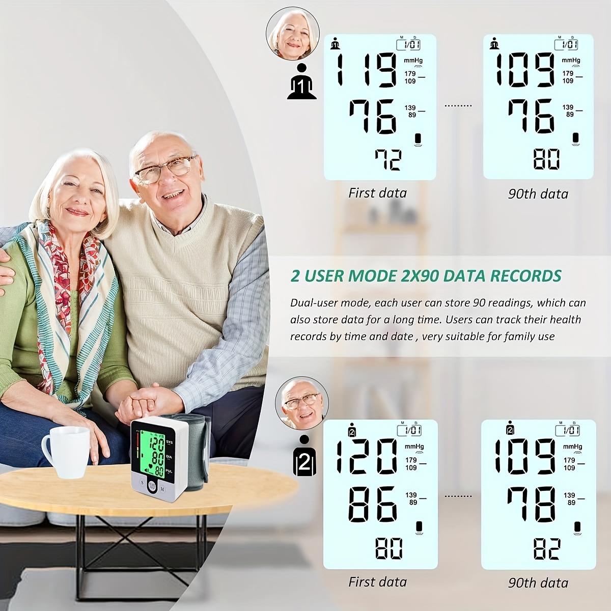 automatic wrist   with large lcd display battery operated adjustable cuff for home use digital   for adults white   measures   diastolic pressures   device sleek wristband design clear   Product details 2