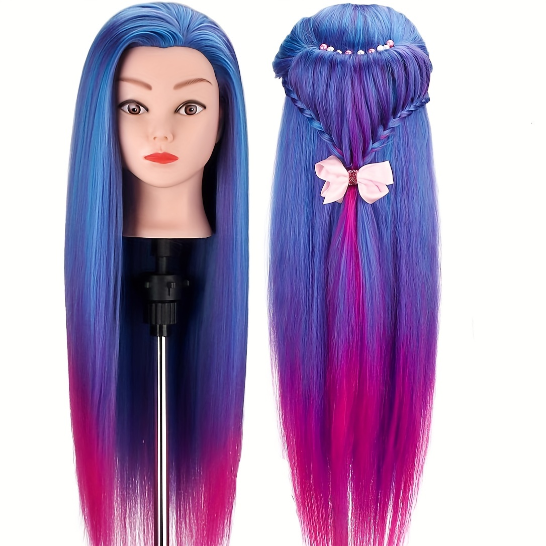 

Premium Mannequin Head With Colorful Long Hair Mannequin Doll Head For Practice Braiding Styling Training Head