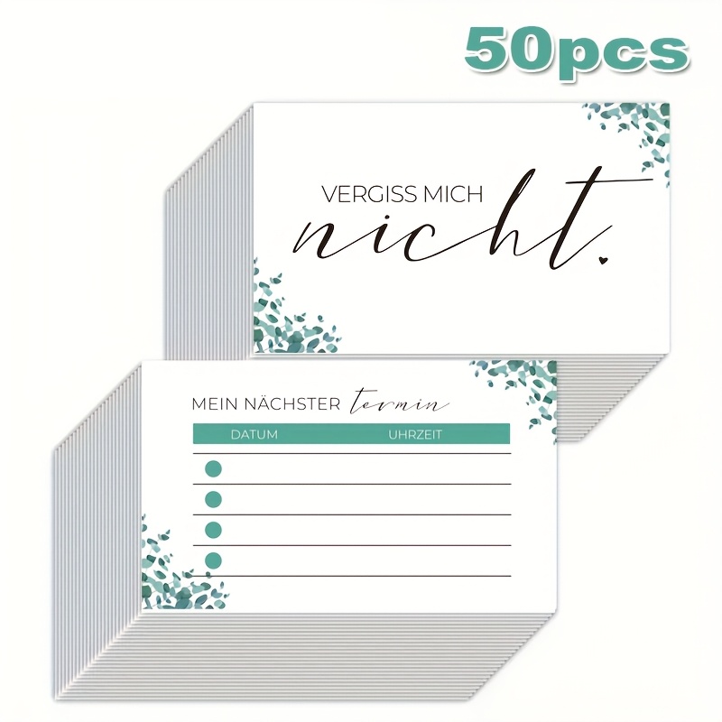 Image of 50 Sheets/pack, German Cards, Hair Salon Appointment Reminder Cards, 9x5.4cm/3.54x2.13 Inches, Suitable For Nail Salons, Pedicures, Massage Parlors, Hair Salon Appointment Cards For Clients