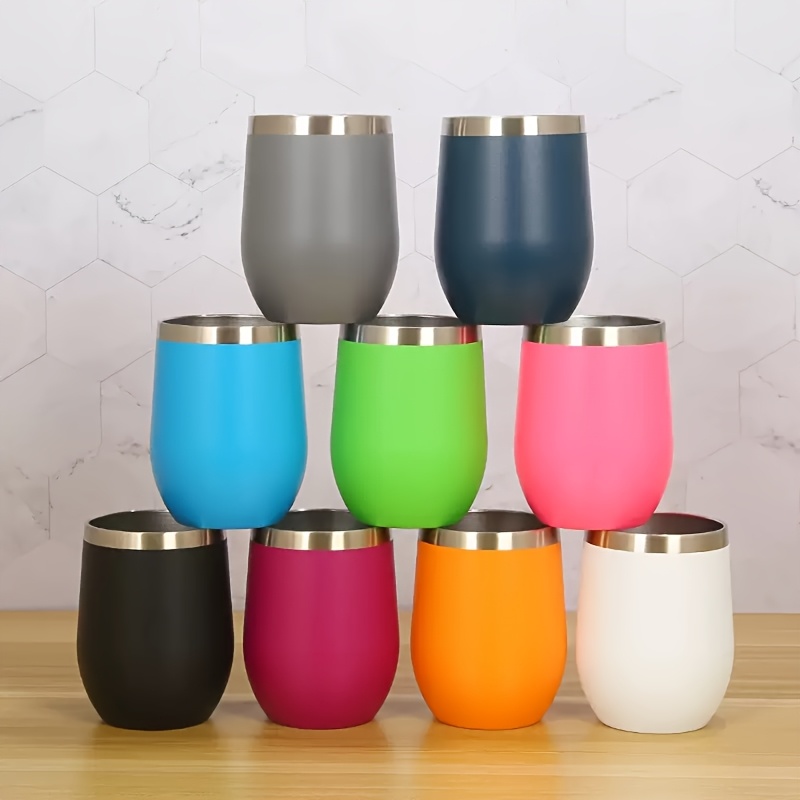 12oz stainless steel insulated wine tumbler with lid double wall vacuum insulated cup spill proof design elegant   304 stainless steel reusable vacuum cup for hot cold drinks coffee beer cocktails wine    