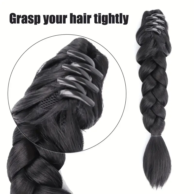 braided ponytail extension claw clip ponytail synthetic extension halloween details 1