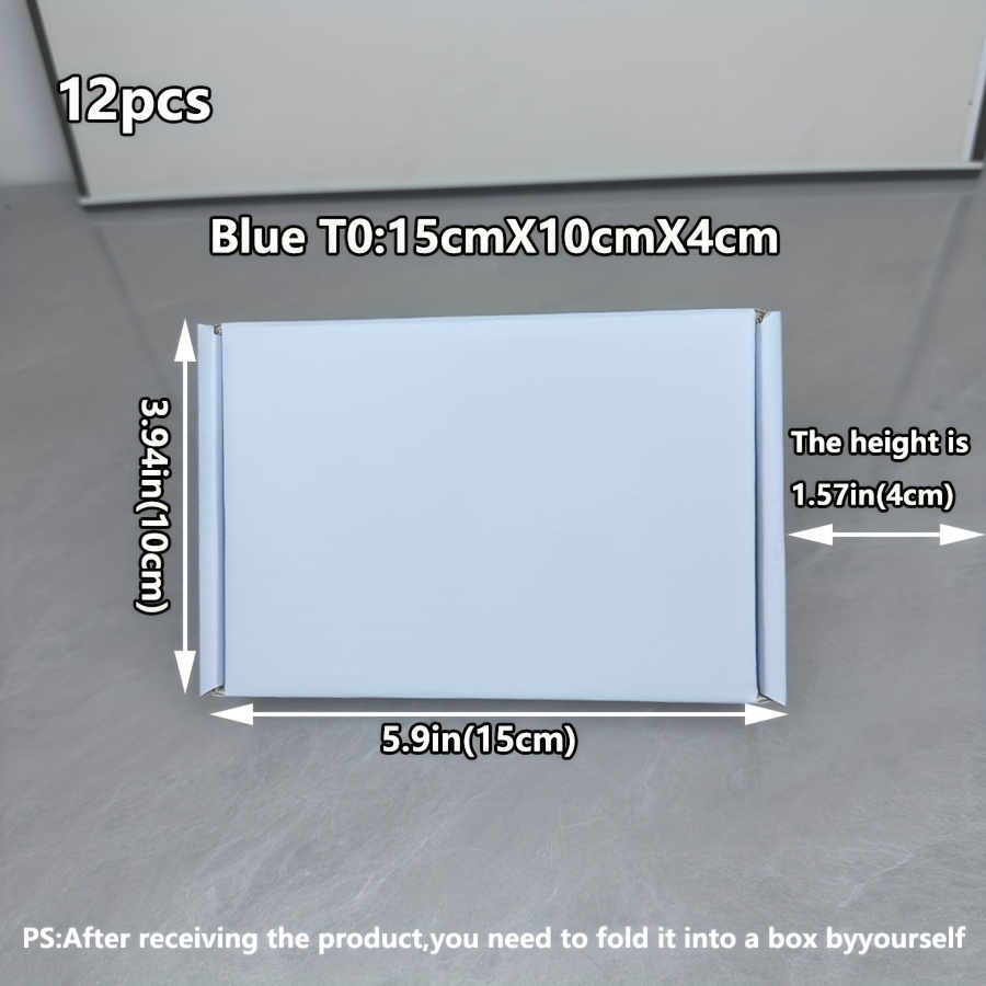 TEMU 12pcs Colorful Foldable Thickened Rectangular Gift Boxes, Waterproof Laminated Surface, Sturdy Corrugated Cardboard - Durable, Multiple Sizes