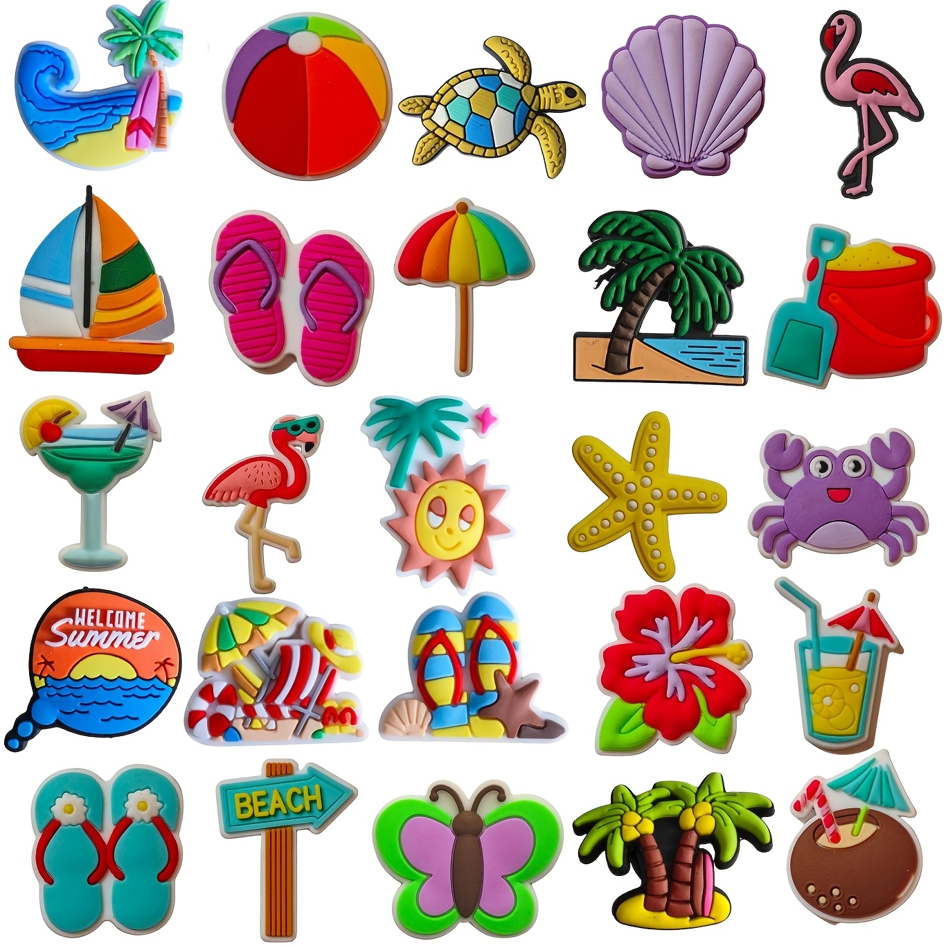 TEMU 25pcs Summer Beach Pvc Shoe Charms Flamingo Pineapple Series Compatible With Garden Sandals Decorative Additions, Party Holiday Gifts