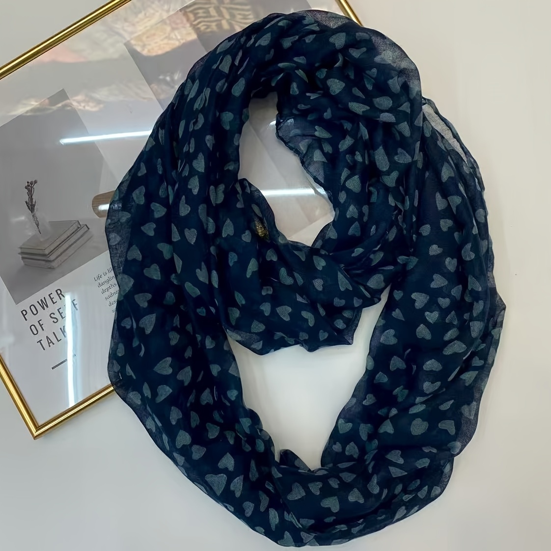's Small Heart Print Scarf