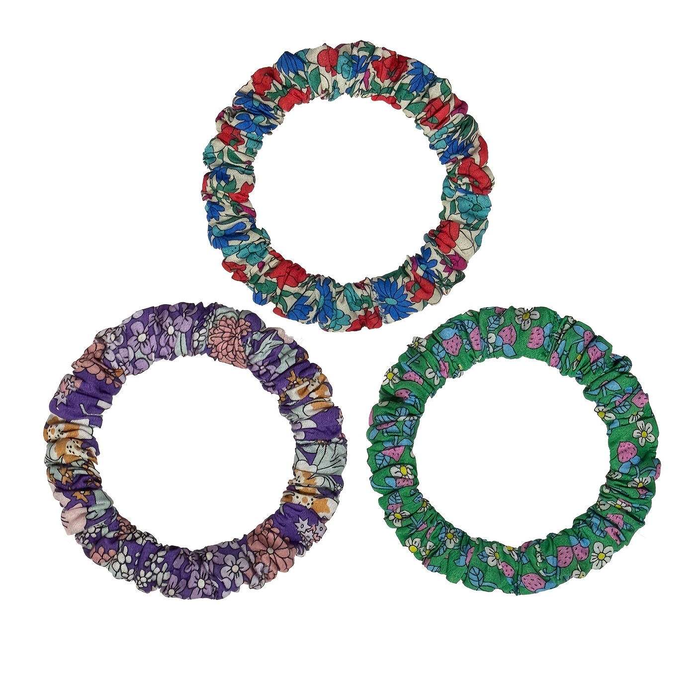 TEMU 3pcs Set Of New Small Hair Tie Fabric Printed Fashionable Versatile Women's Hair Tie High Elasticity Hair Tie Small Hair Tie High-quality Hair