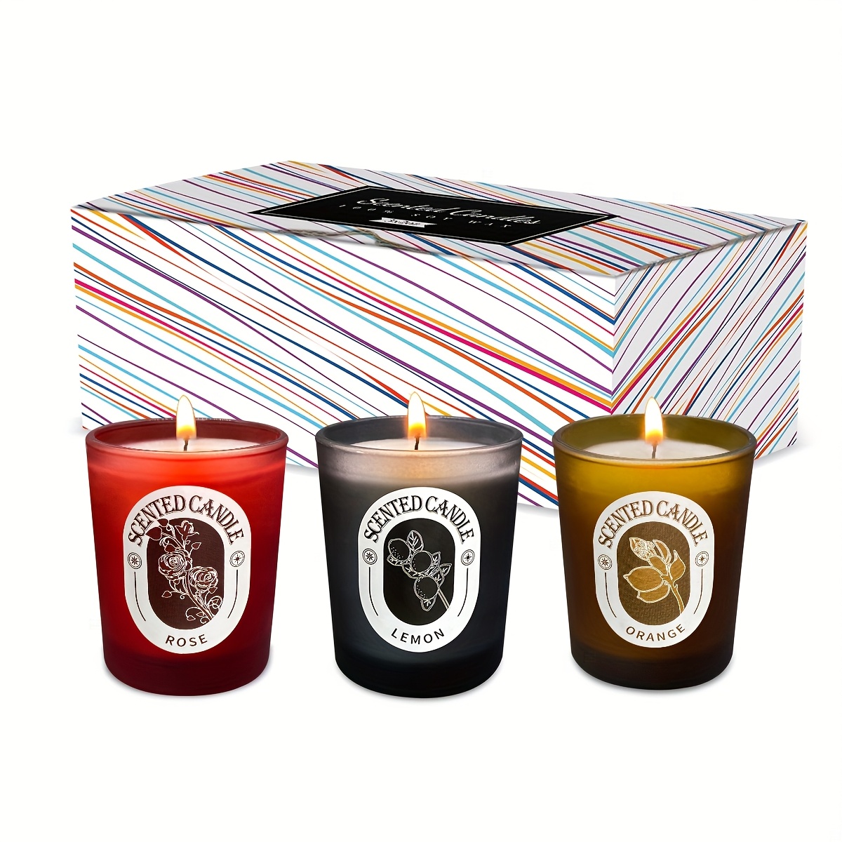 Image of Candle Gift Box 3pcs, Scented Candles In Glass, Long-lasting Soy Wax Scented Candle Set, Holiday Gifts, Parties, Home Decoration, Valentine's Day, Women's Gifts, Best Gift Box For Everyone