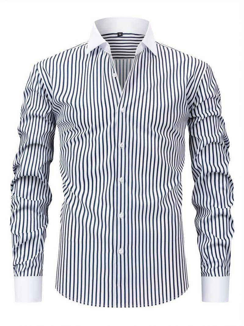 Chemise Homme à Manches Longues - Imprimé Rayures - Coton Léger - Style Décontracté été - Pour Voyage, Randonnée, Quotidien