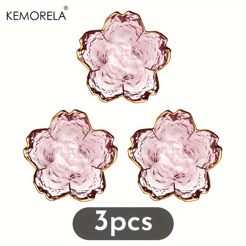 TEMU Kemorela 2/3pcs Small Glass Plate With Mini Seasoning Dessert Sakura Bowl For Ice Cream Salad