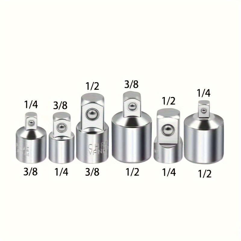 

6pcs Newshark , Steel, 1/2" To 3/8" & 1/4" To 1/2" & 1/4" To 3/8" Adapter Set, No Battery Required, Manual Tool Accessories