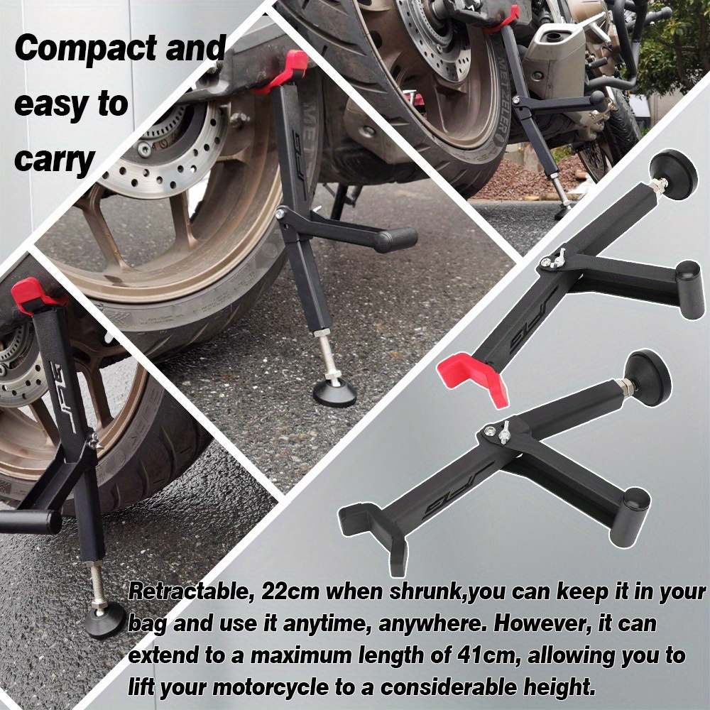 motorcycle portable single sided paddock stand front and rear wheel stand support foldable universal tire repairing tool details 5