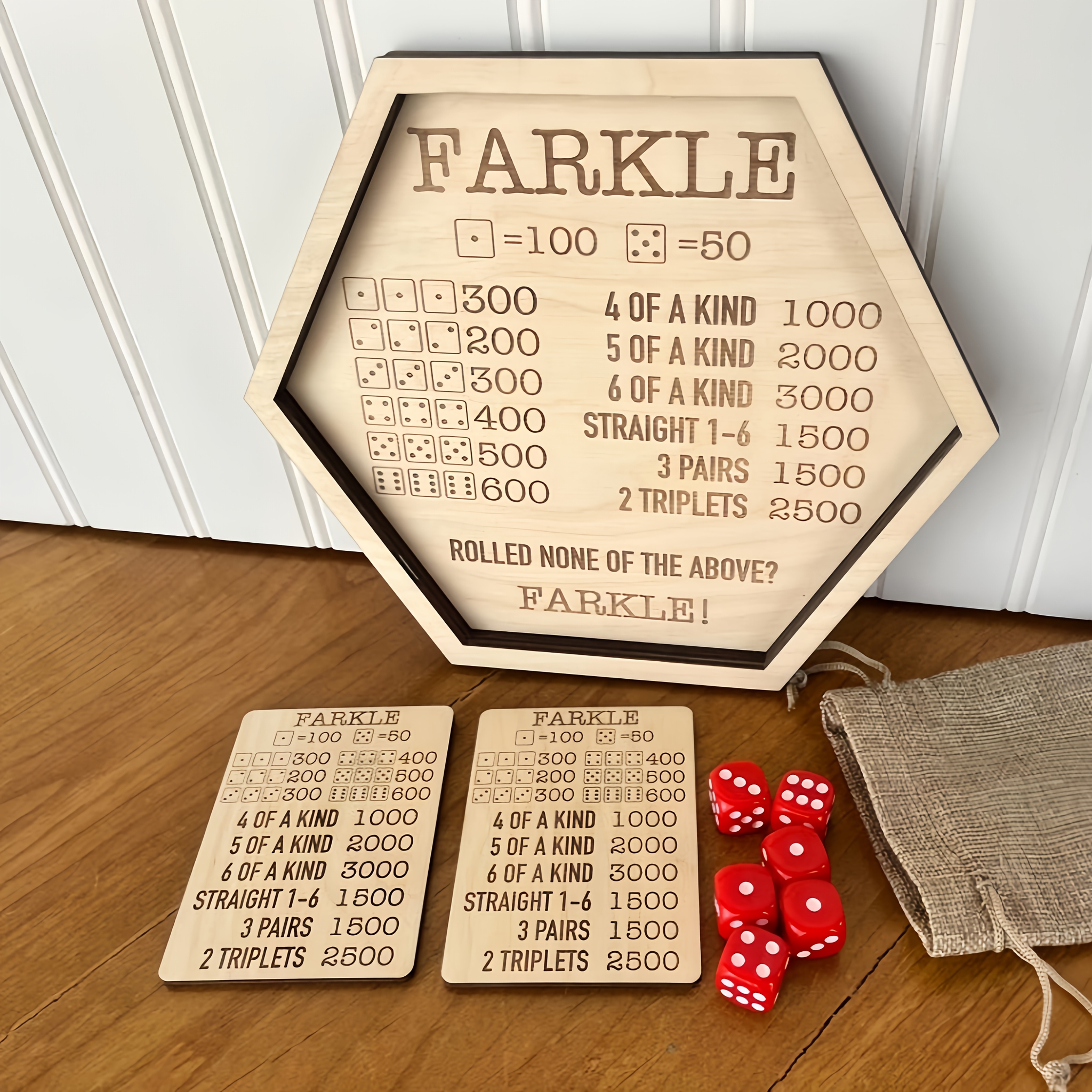 

Farkle, Dice Game, Family Game, Farkle Dice Tray, Game Gift, Family , Gamer Gift, Board Game, Unique Gift, Wooden Game Tray (comes With 6 Dice, No Pouch)