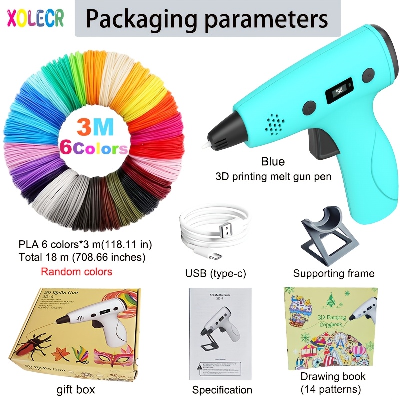 E-shop XOLECR-3D-Druck Heißklebestift-Pistole, ein multifunktionaler DIY-Graffiti-Malstift, geeignet für Erwachsene Jugendliche für 3D-Kunstdruck,