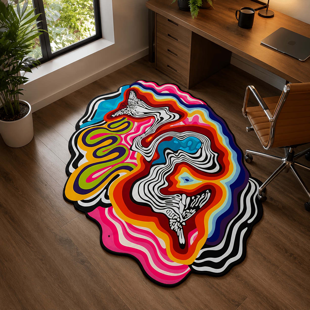 TEMU 1pc Of Creative, High-end, Luxurious Rug With A Contrasting Line Featuring Creative Lines And An Irregular Shape. Decorating Bedrooms, Living