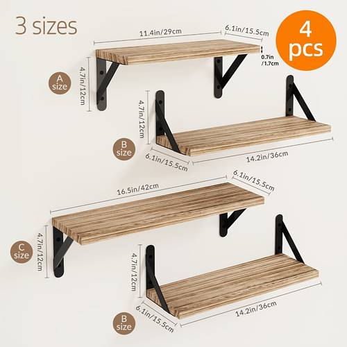 4pcs floating shelves wall decoration shelves wall mounted shelves for room decor wall dresser bathroom storage and accessories bedroom living room and plants home storage decoration utility shelf for halloween and christmas