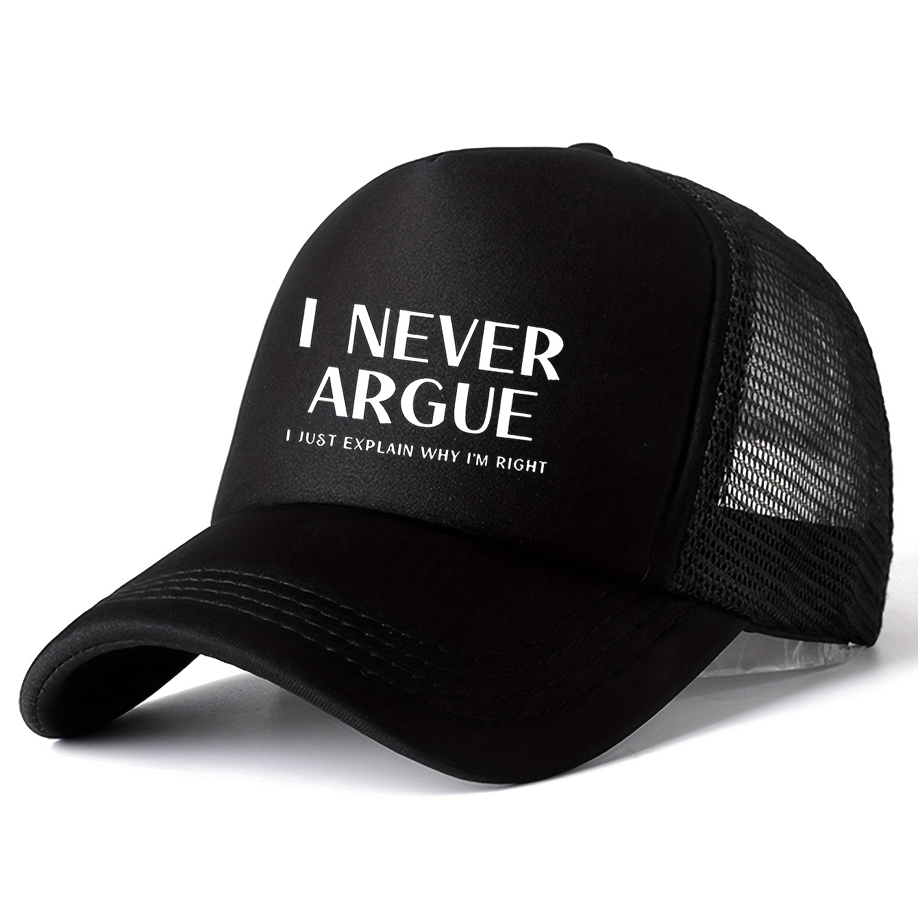 TEMU 1pc Stylish Sponge With Letter Print, Suitable For Adults, Versatile And Breathable Mesh Design, Ideal For Truck Drivers, Baseball Enthusiasts,
