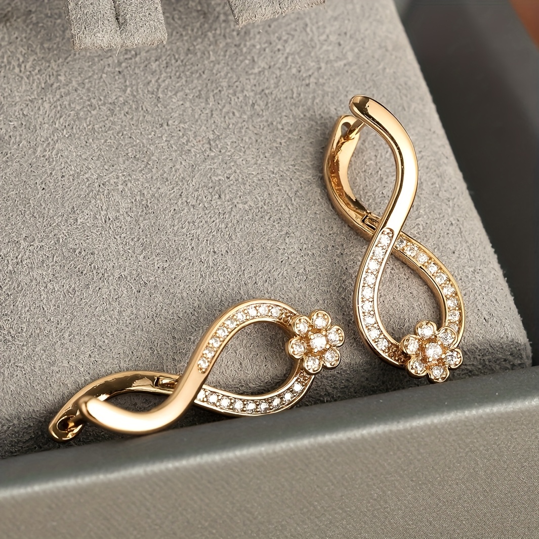 Women's Interwoven Floral Hoop Earrings, Elegant for Parties