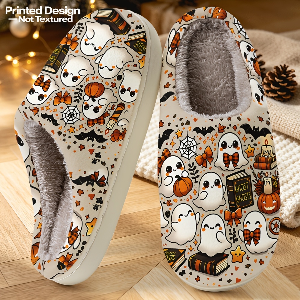 TEMU Printed Design – Not Textured Shallow Sole Checkered Bow Cute Pumpkin Soft Comfortable Women's Home Slippers Unisex Casual Suitable For Parties,
